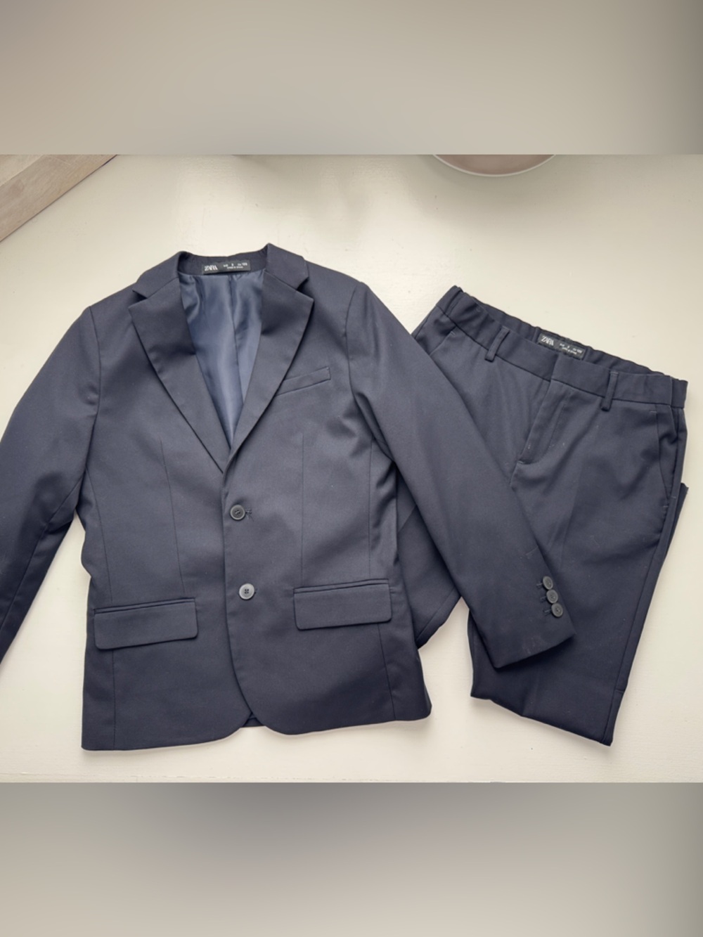 Zara Boys Navy Blue Two-Piece Suit Jacket and Pants